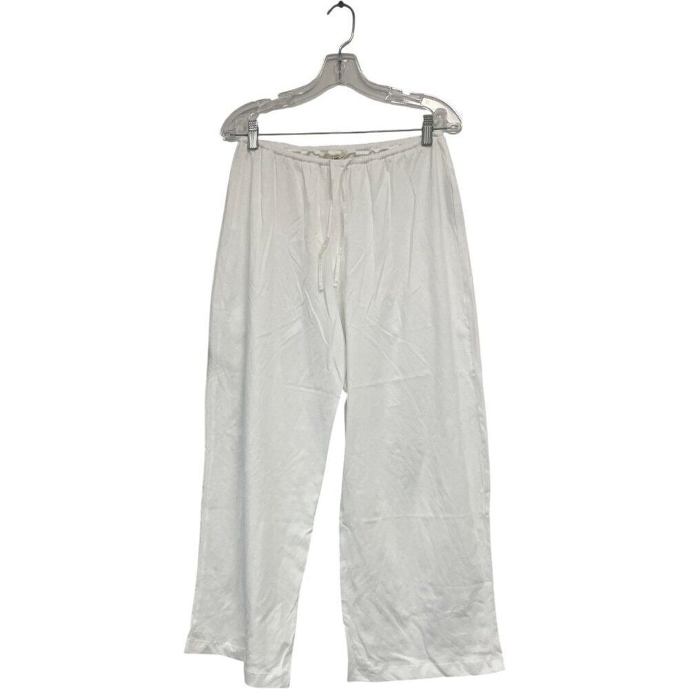 Zara Home Womens PJs Pants M White Drawstring Waist Wide Leg Lounge 4187/122 NWT